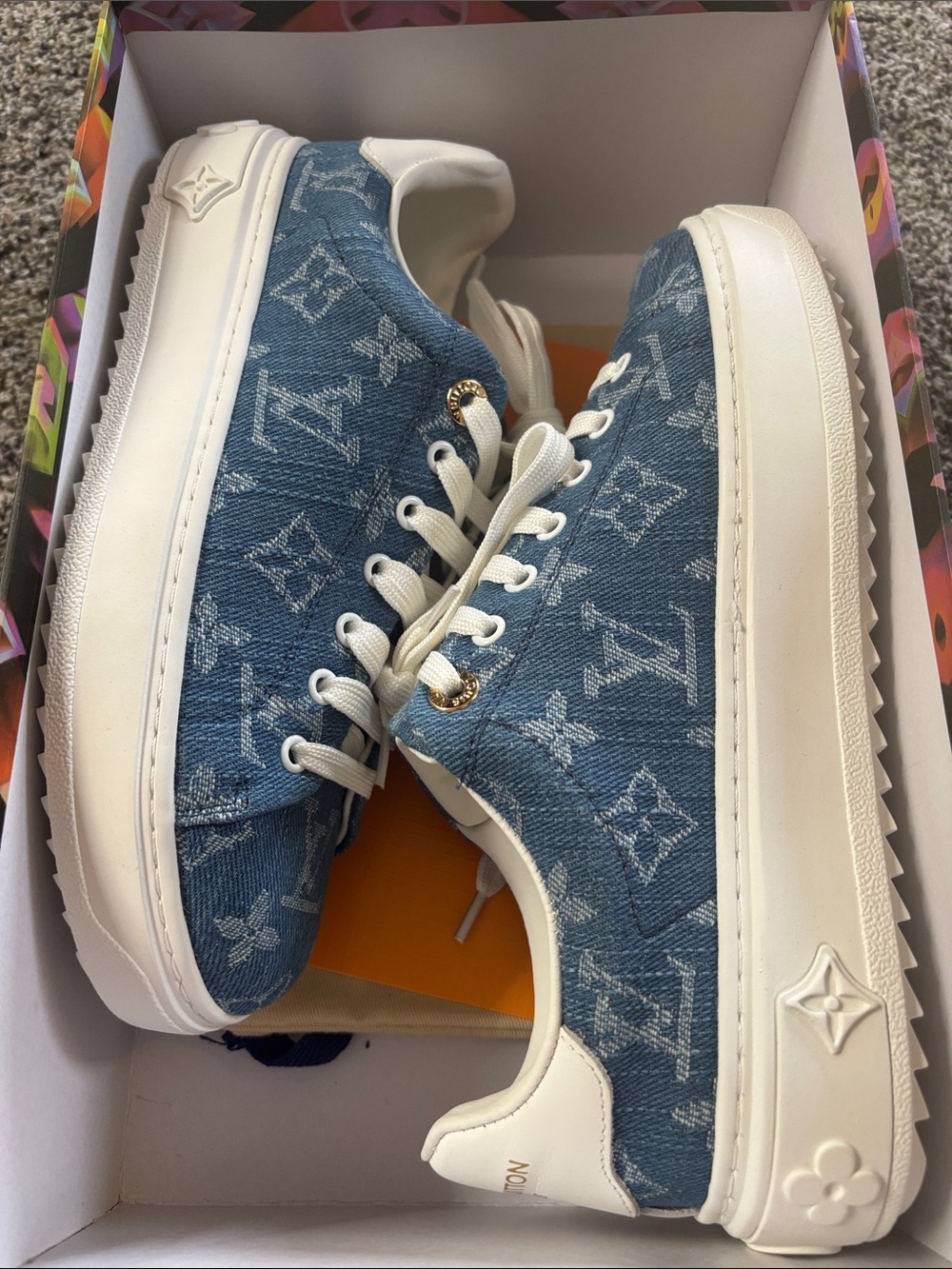 LV Time Out Blue Denim Monogram Sneakers
